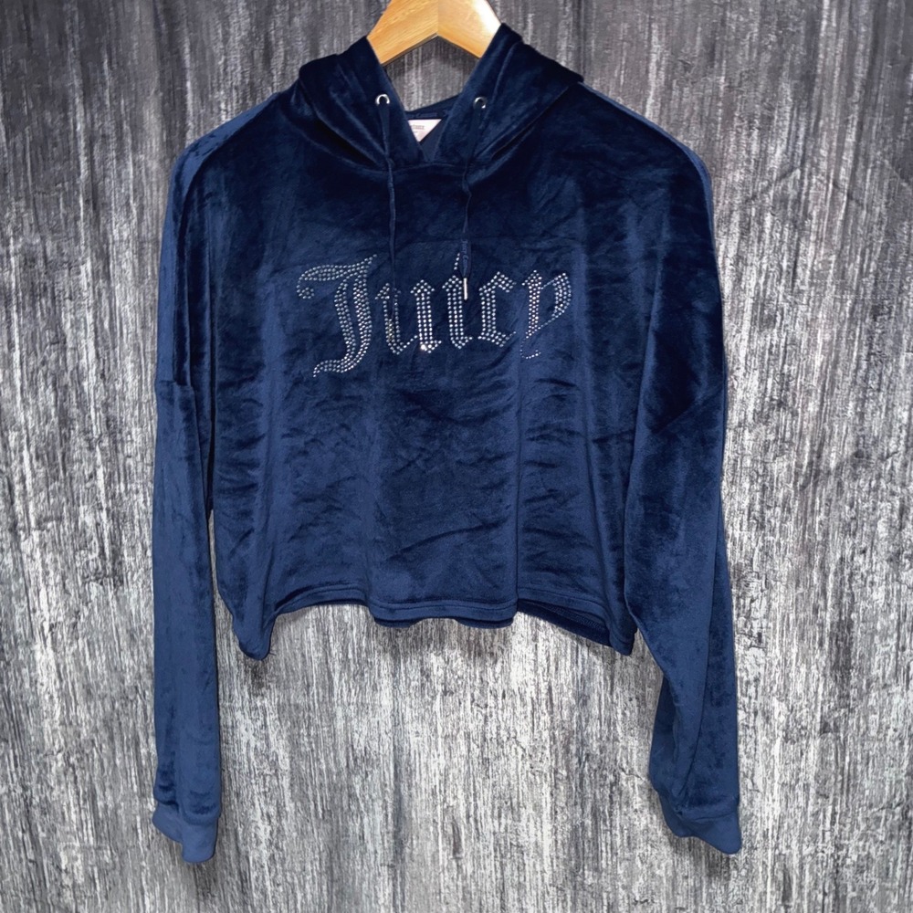 Vintage Juicy‎ Couture Velour Cropped Y2k Hoodie Women's Size Large